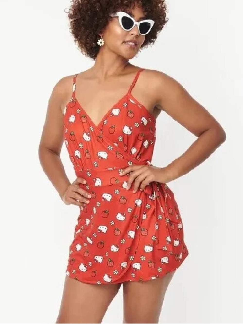 Hello Kitty x Unique Vintage Red Apple Lottie Wrap Romper
